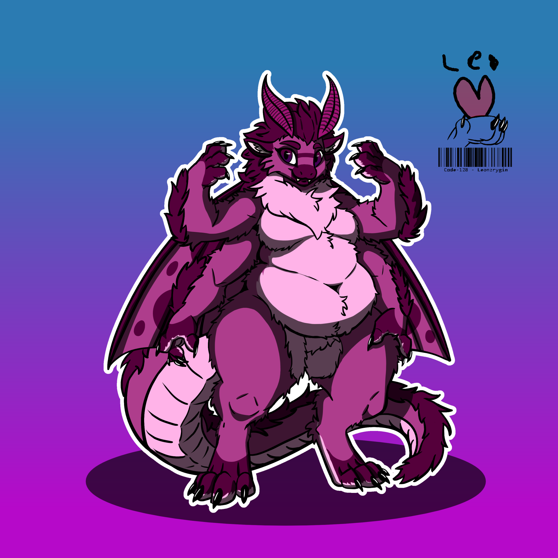 A cute pink chubby anthro dragon/moth hybrid.